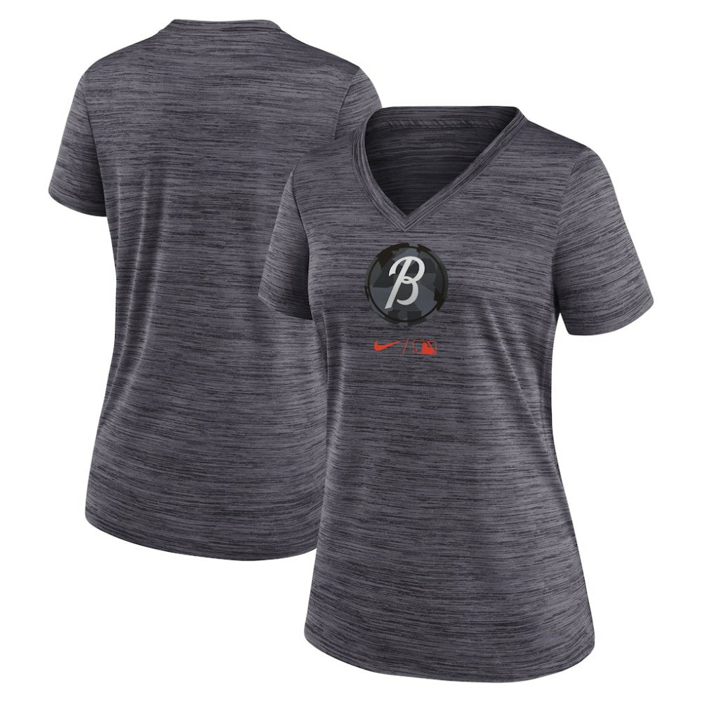 Baltimore Orioles Nike Women's City Connect Velocity Practice Performance V-Neck T-Shirt - MLB T-shirts