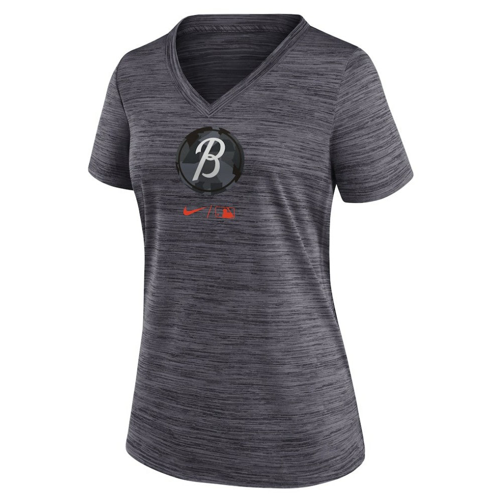 Baltimore Orioles Nike Women's City Connect Velocity Practice Performance V-Neck T-Shirt - MLB T-shirts