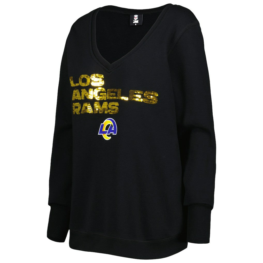 Los Angeles Rams Cuce Women's Sequin Logo V-Neck Pullover Sweatshirt | NFL Sale