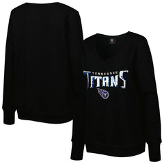 Tennessee Titans Cuce Women's Sequin Logo V-Neck Pullover Sweatshirt | NFL Discount