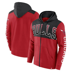 Red/Black Chicago Bulls Skyhook Colorblock Full-Zip Hoodie | NBA