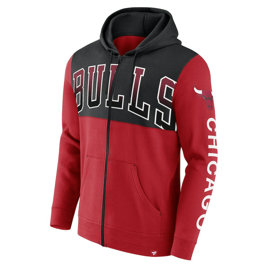 Red/Black Chicago Bulls Skyhook Colorblock Full-Zip Hoodie | NBA