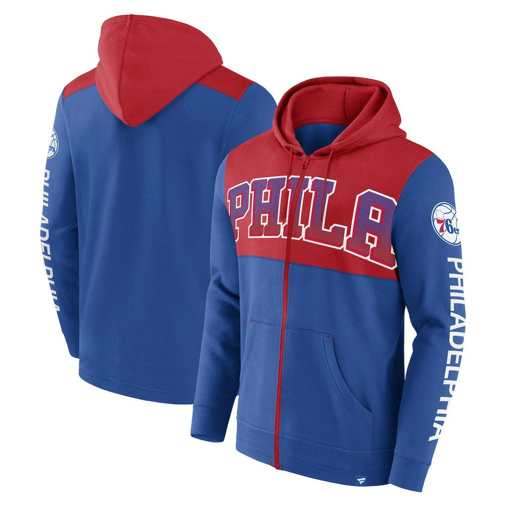 Royal/Red Philadelphia 76ers Skyhook Colorblock Full-Zip Hoodie | NBA