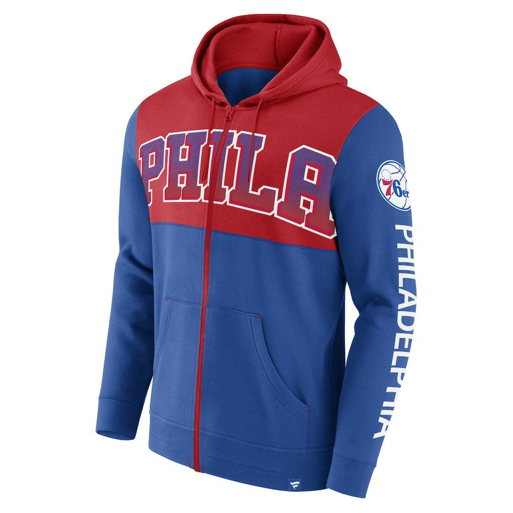 Royal/Red Philadelphia 76ers Skyhook Colorblock Full-Zip Hoodie | NBA