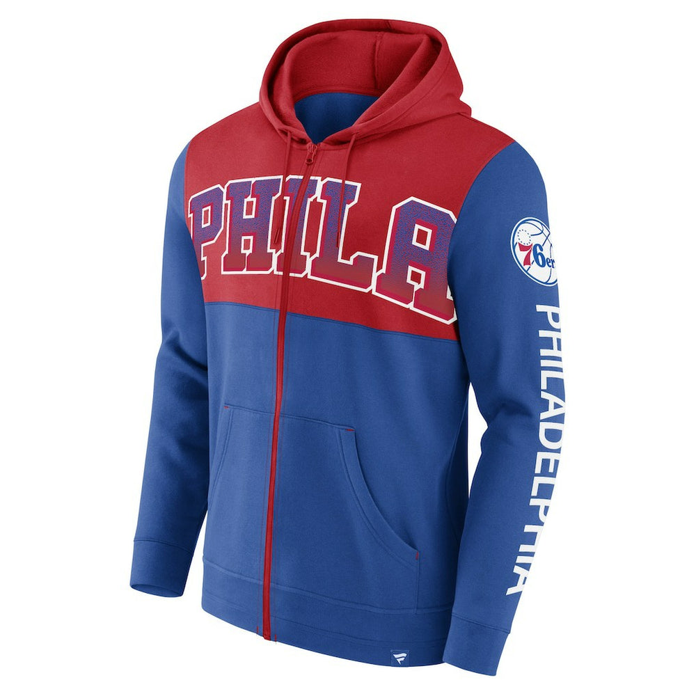 Royal/Red Philadelphia 76ers Skyhook Colorblock Full-Zip Hoodie | NBA