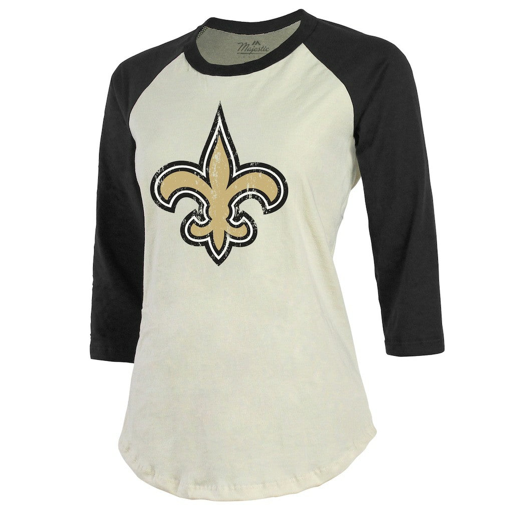 New Orleans Saints Tyrann Mathieu  Majestic Threads Women's Player Name & Number Tri-Blend Three-Quarter Sleeve T-Shirt | NFL US