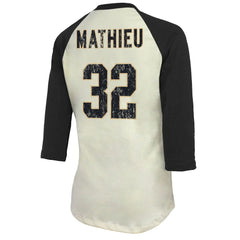New Orleans Saints Tyrann Mathieu  Majestic Threads Women's Player Name & Number Tri-Blend Three-Quarter Sleeve T-Shirt | NFL US