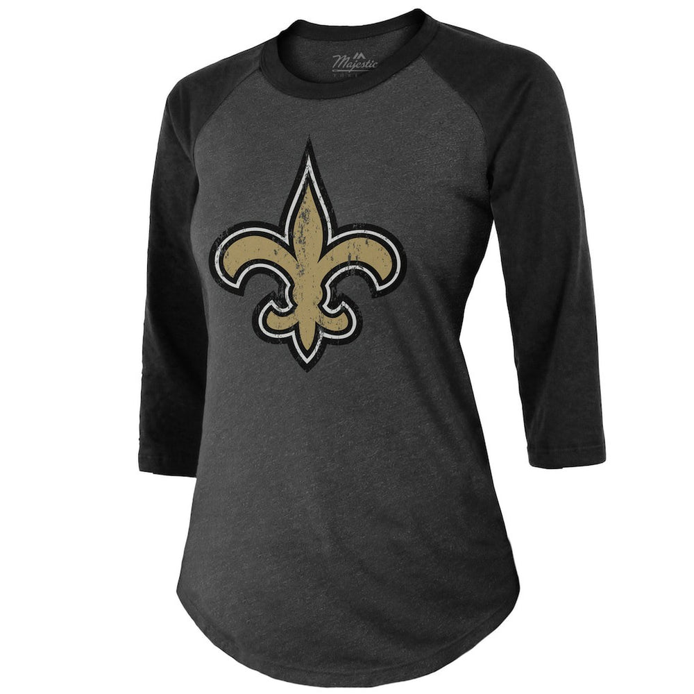 New Orleans Saints Tyrann Mathieu  Majestic Threads Women's Name & Number Raglan 3/4 Sleeve T-Shirt | NFL New