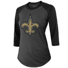 New Orleans Saints Tyrann Mathieu  Majestic Threads Women's Name & Number Raglan 3/4 Sleeve T-Shirt | NFL New