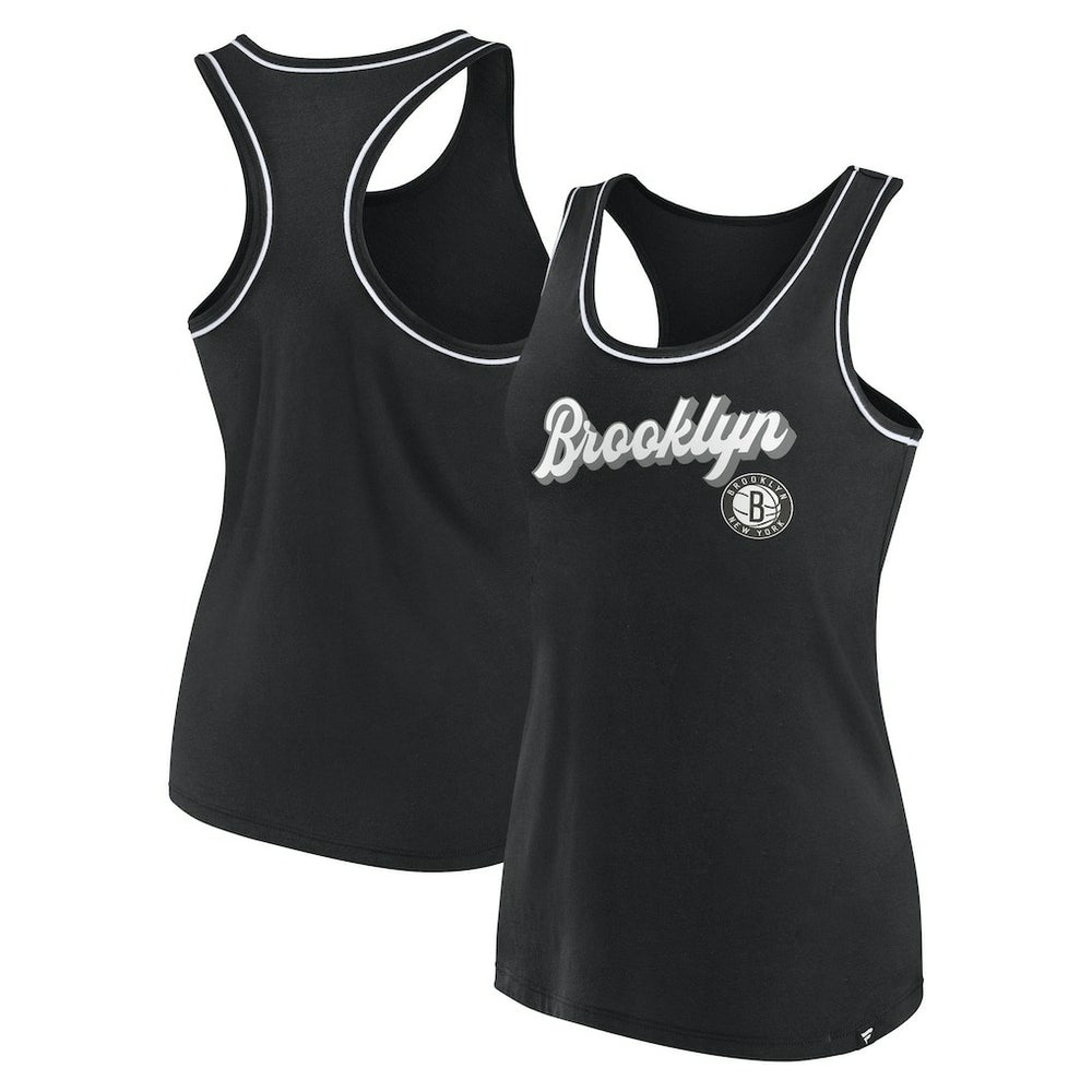 Black Brooklyn Nets Women's Wordmark Logo Racerback Tank Top | NBA