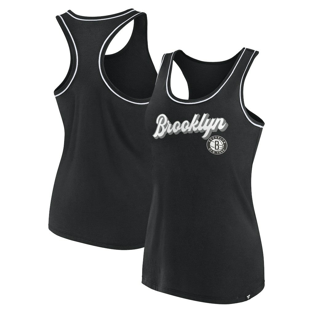 Black Brooklyn Nets Women's Wordmark Logo Racerback Tank Top | NBA