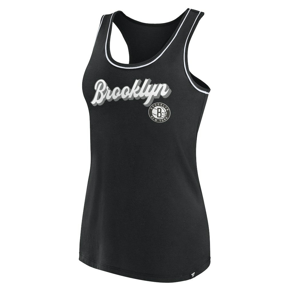 Black Brooklyn Nets Women's Wordmark Logo Racerback Tank Top | NBA