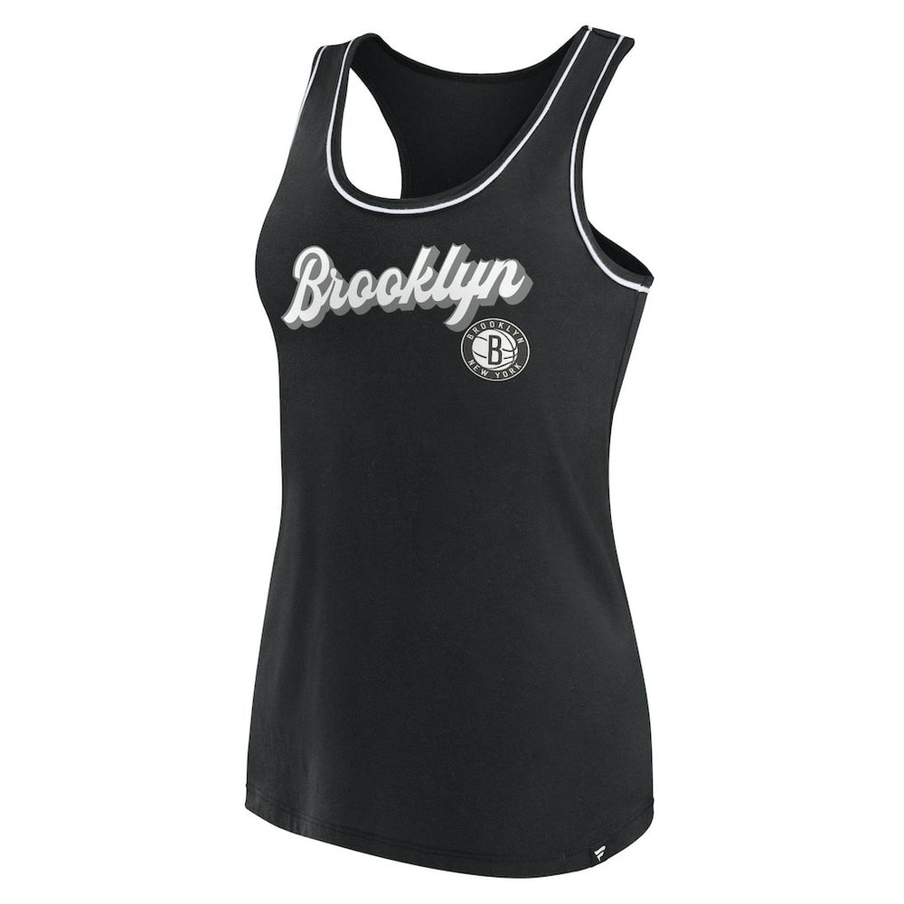 Black Brooklyn Nets Women's Wordmark Logo Racerback Tank Top | NBA