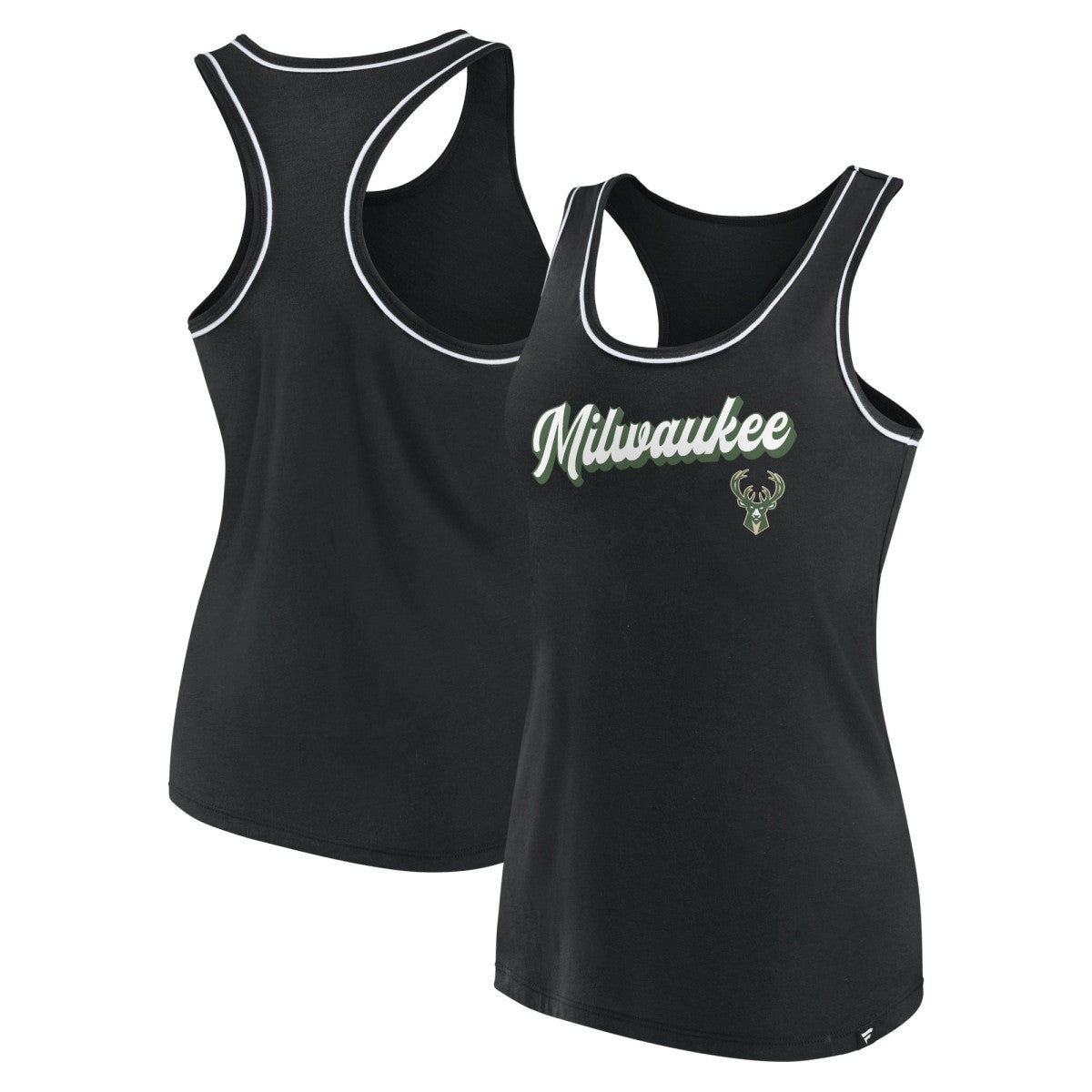 Black Milwaukee Bucks Women's Wordmark Logo Racerback Tank Top | NBA