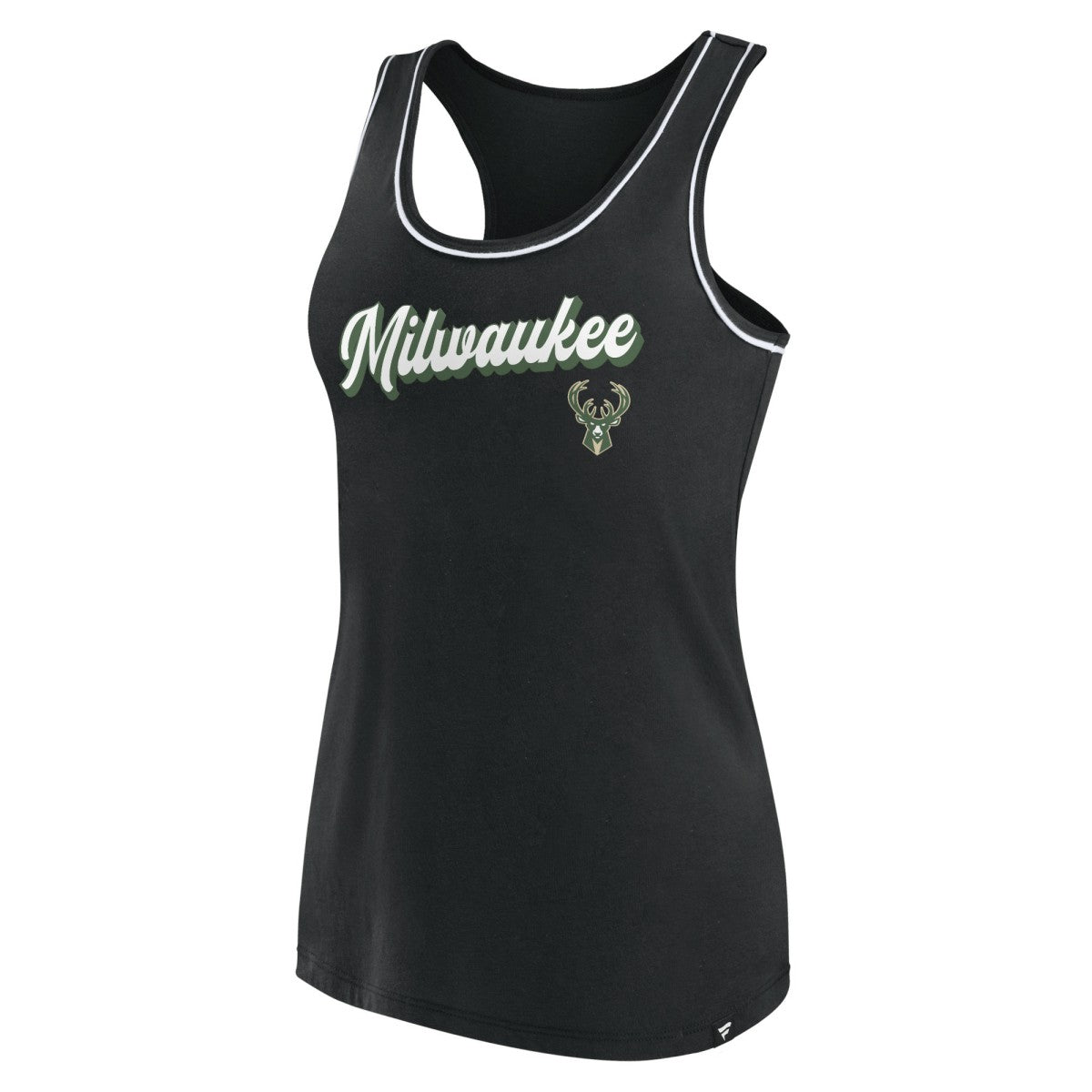Black Milwaukee Bucks Women's Wordmark Logo Racerback Tank Top | NBA