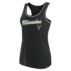 Black Milwaukee Bucks Women's Wordmark Logo Racerback Tank Top | NBA