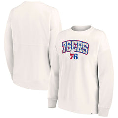 White Philadelphia 76ers Women's Tonal Leopard Pullover Sweatshirt | NBA