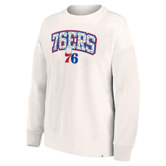 White Philadelphia 76ers Women's Tonal Leopard Pullover Sweatshirt | NBA