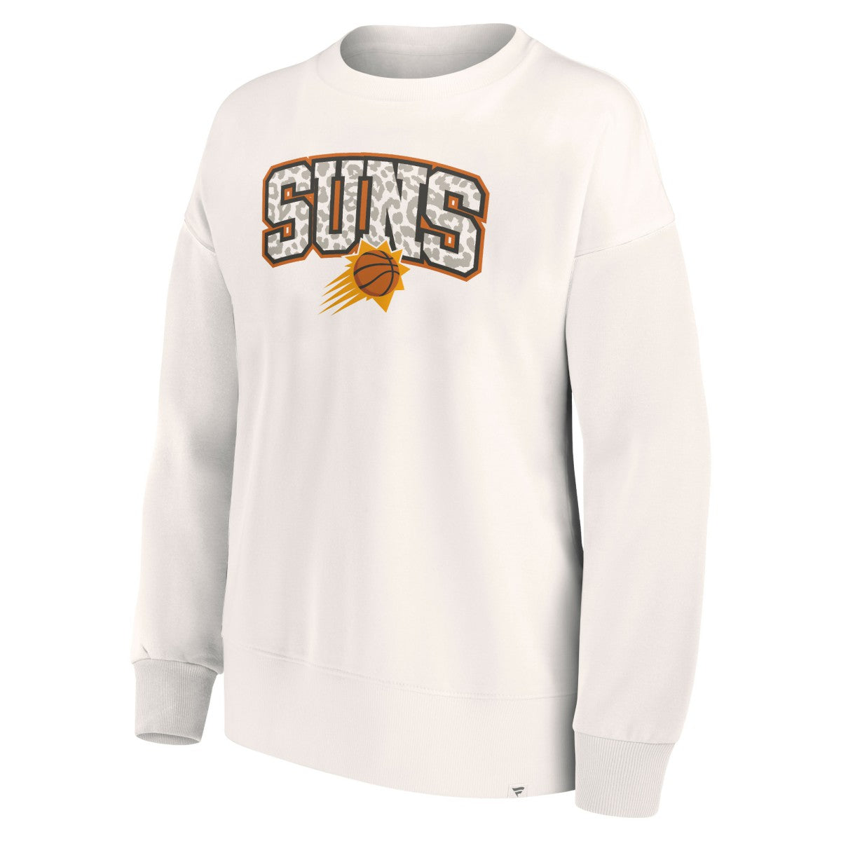 White Phoenix Suns Women's Tonal Leopard Pullover Sweatshirt | NBA