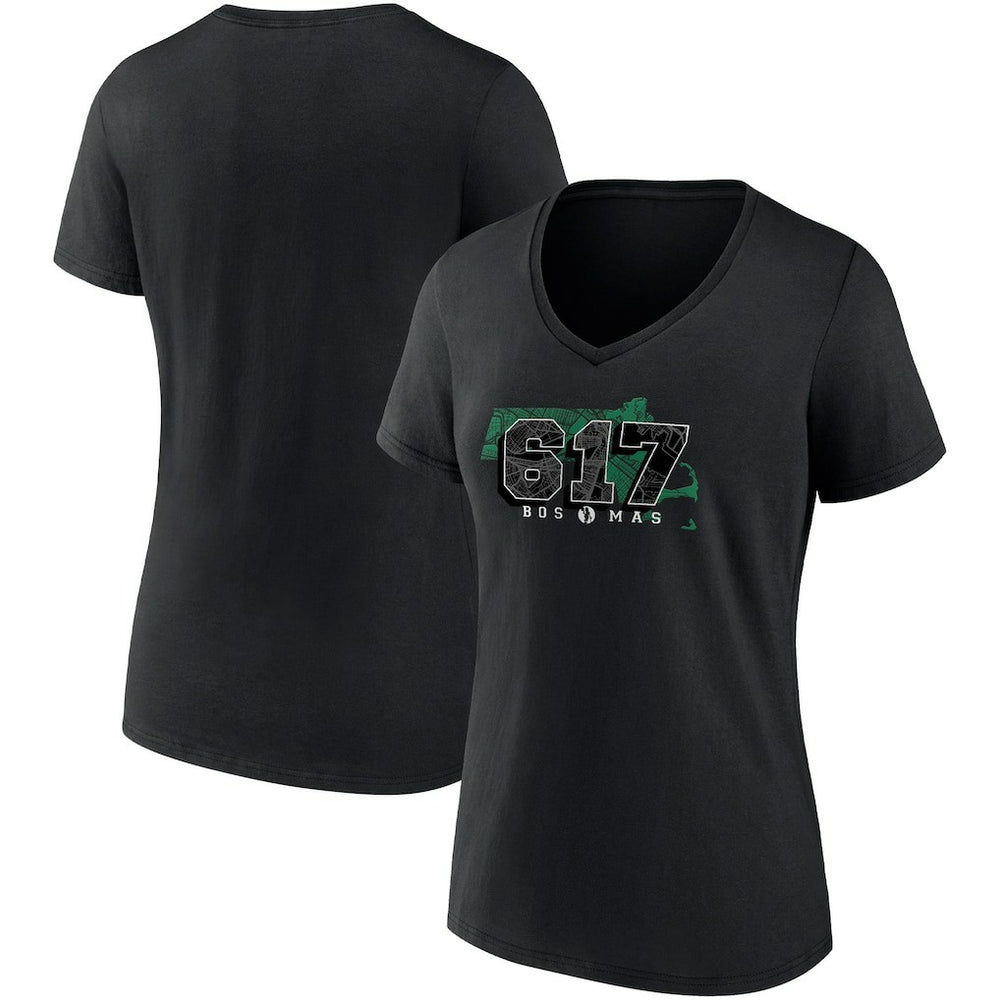 Black Boston Celtics Women's Hometown Collection 617 V-Neck T-Shirt | NBA