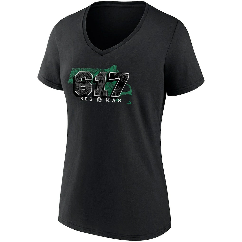 Black Boston Celtics Women's Hometown Collection 617 V-Neck T-Shirt | NBA