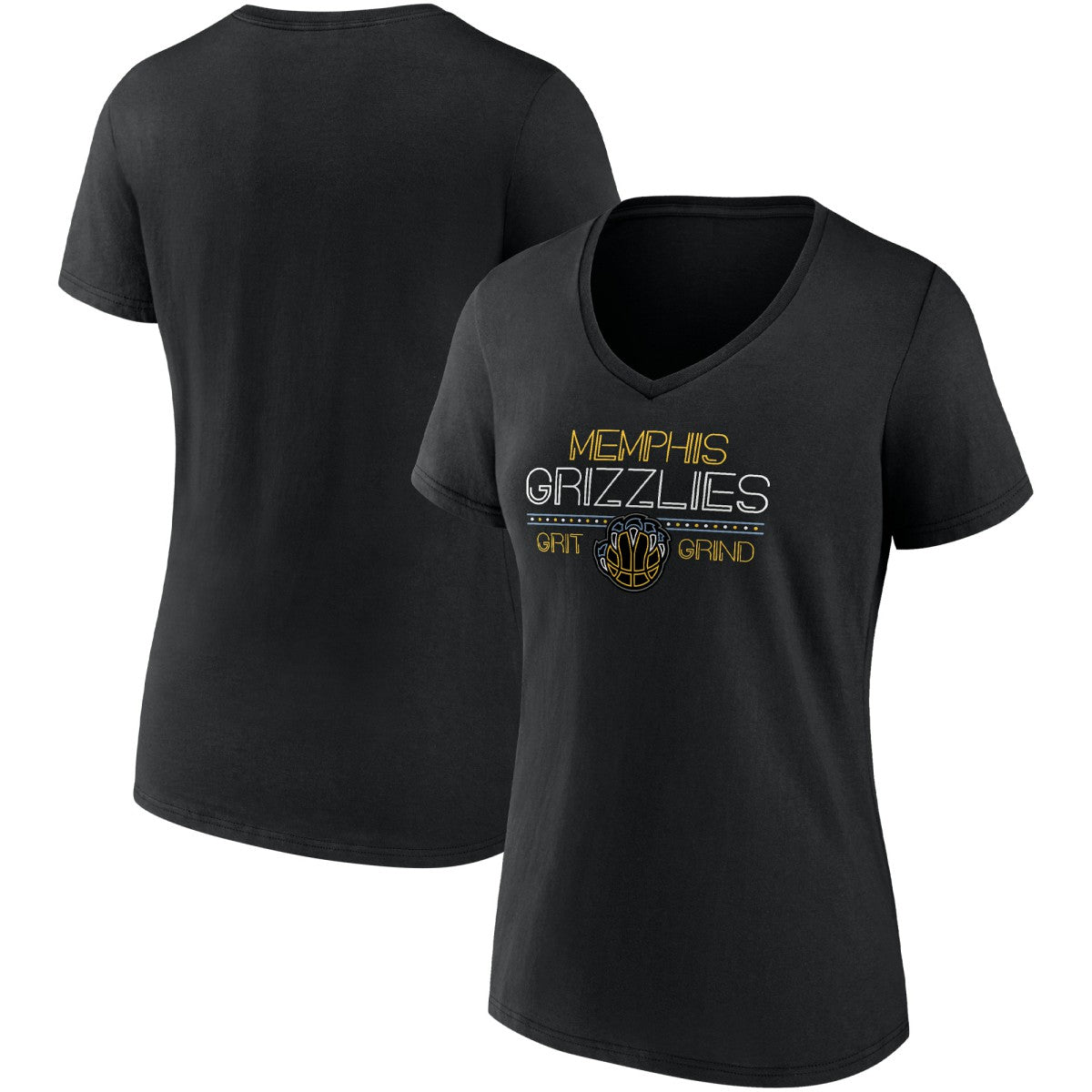 Black Memphis Grizzlies Women's Hometown Collection Grit Grind V-Neck T-Shirt | NBA