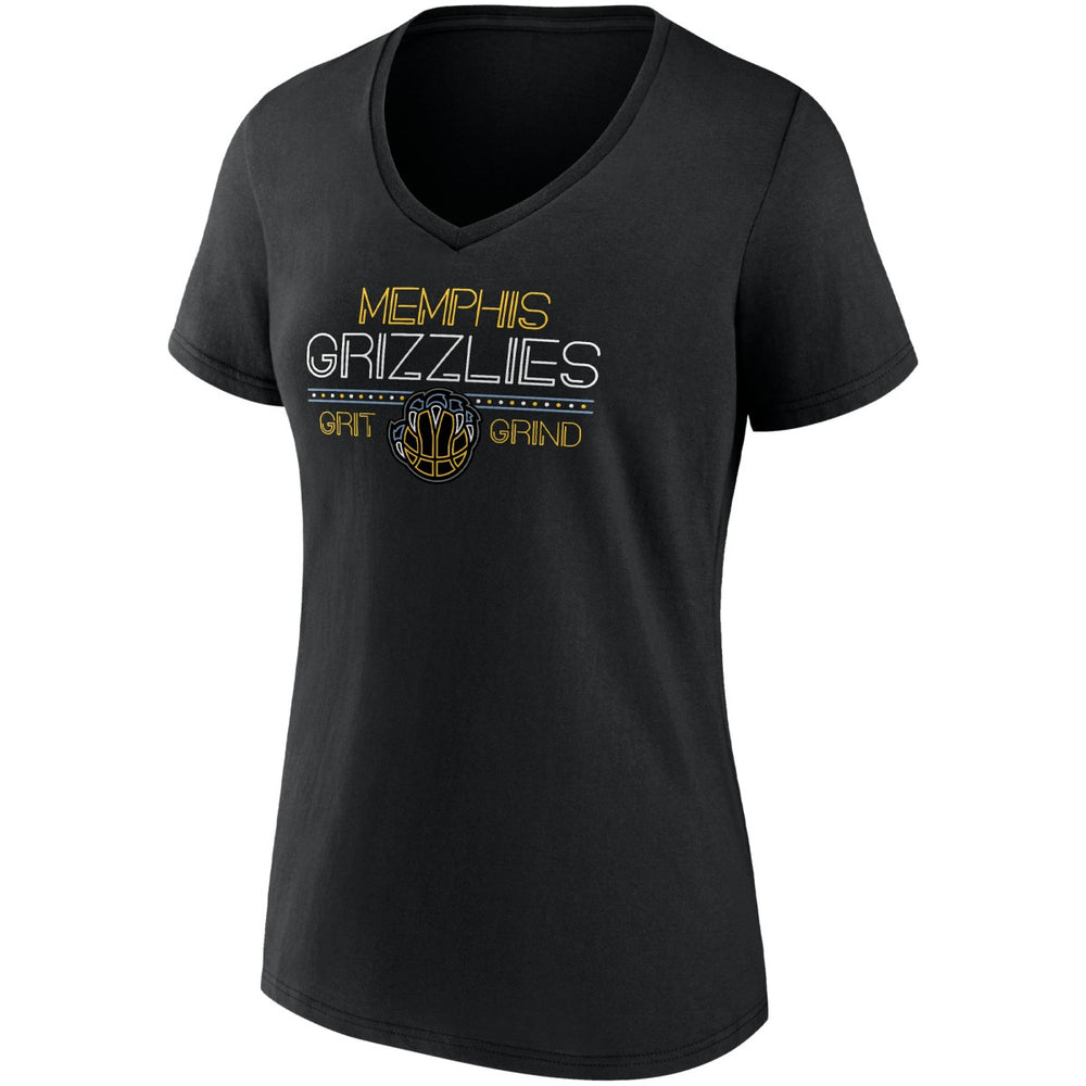 Black Memphis Grizzlies Women's Hometown Collection Grit Grind V-Neck T-Shirt | NBA