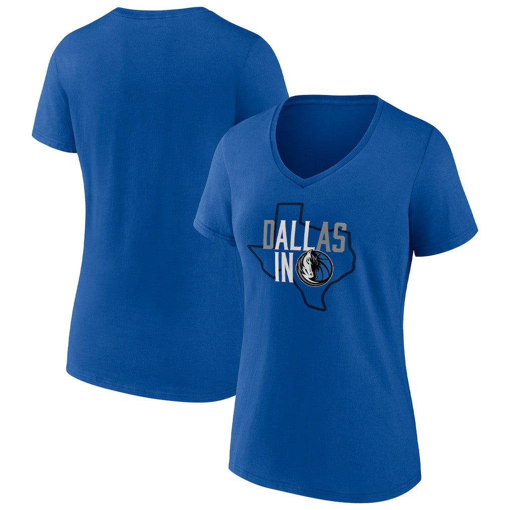 Blue Dallas Mavericks Women's Hometown Collection All In V-Neck T-Shirt sale | NBA