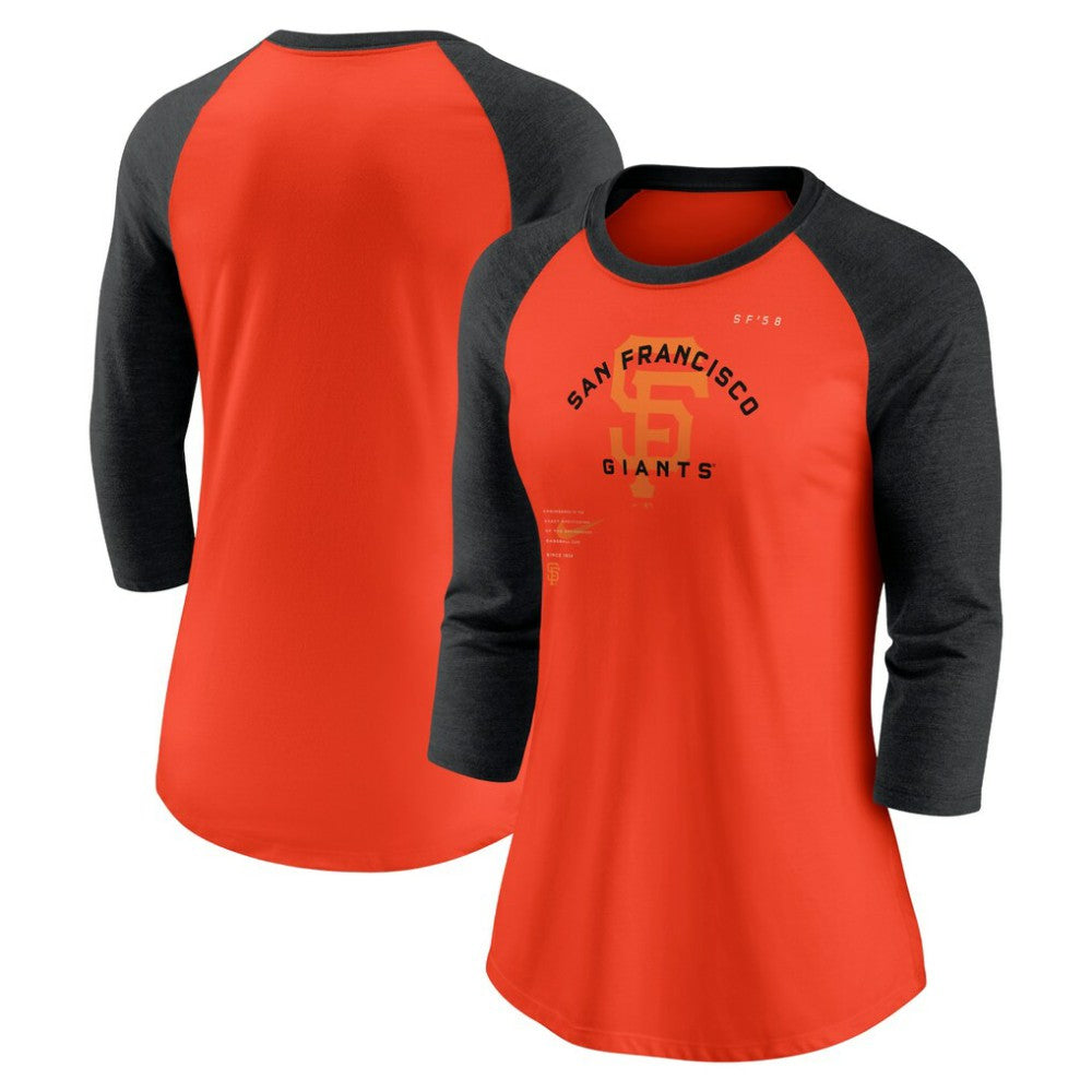 San Francisco Giants Nike Women's Next Up Tri-Blend Raglan 3/4-Sleeve T-Shirt - MLB T-shirts