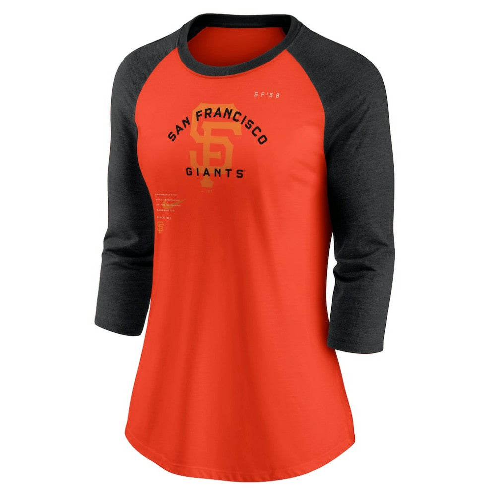 San Francisco Giants Nike Women's Next Up Tri-Blend Raglan 3/4-Sleeve T-Shirt - MLB T-shirts