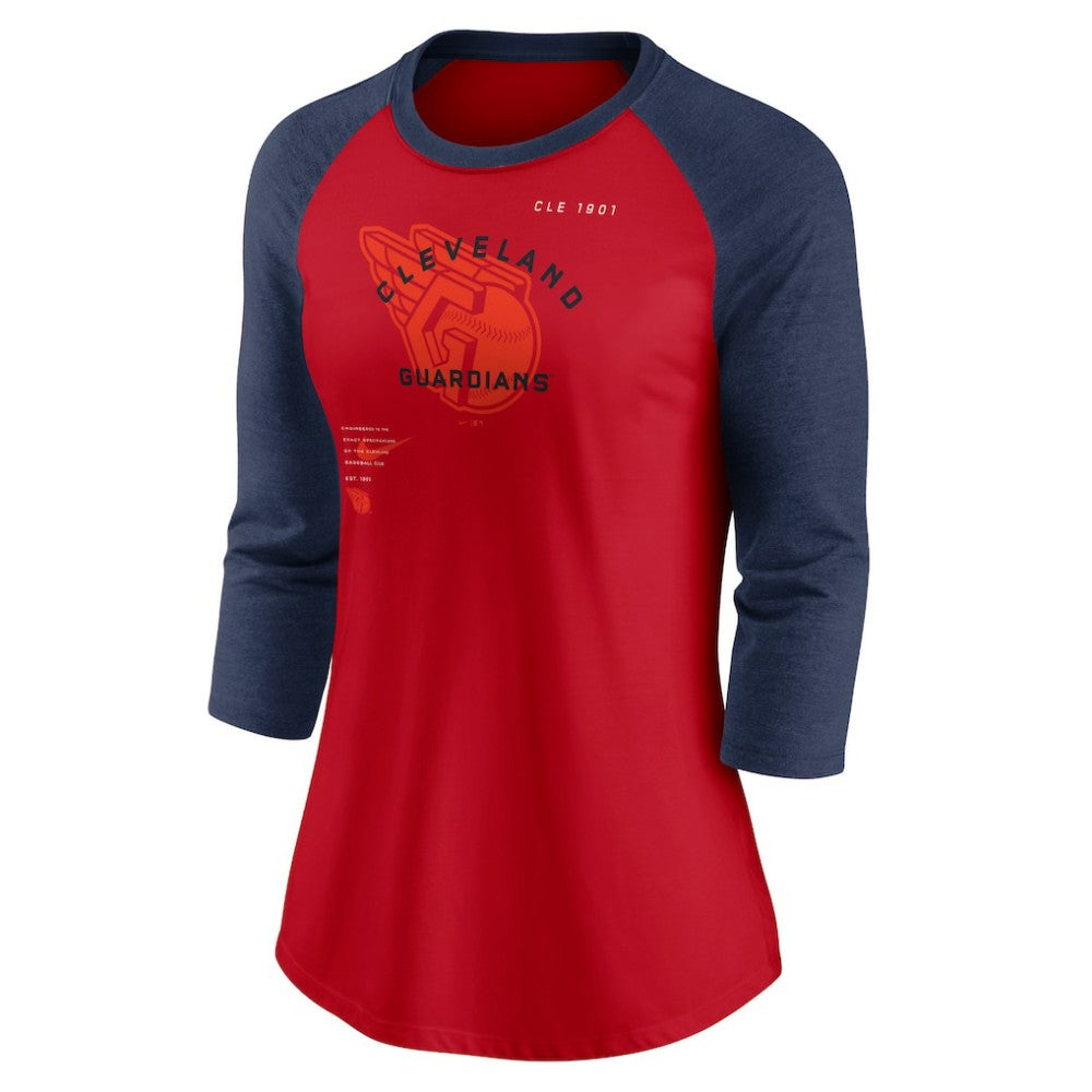 Cleveland Guardians Nike Women's Next Up Tri-Blend Raglan 3/4-Sleeve T-Shirt - MLB T-shirts