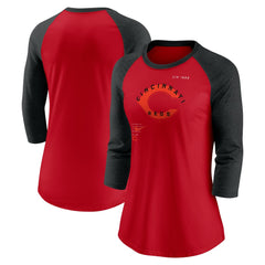 Cincinnati Reds Nike Women's Next Up Tri-Blend Raglan 3/4-Sleeve T-Shirt - MLB T-shirts