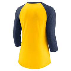 Milwaukee Brewers Nike Women's Next Up Tri-Blend Raglan 3/4-Sleeve T-Shirt - MLB T-shirts