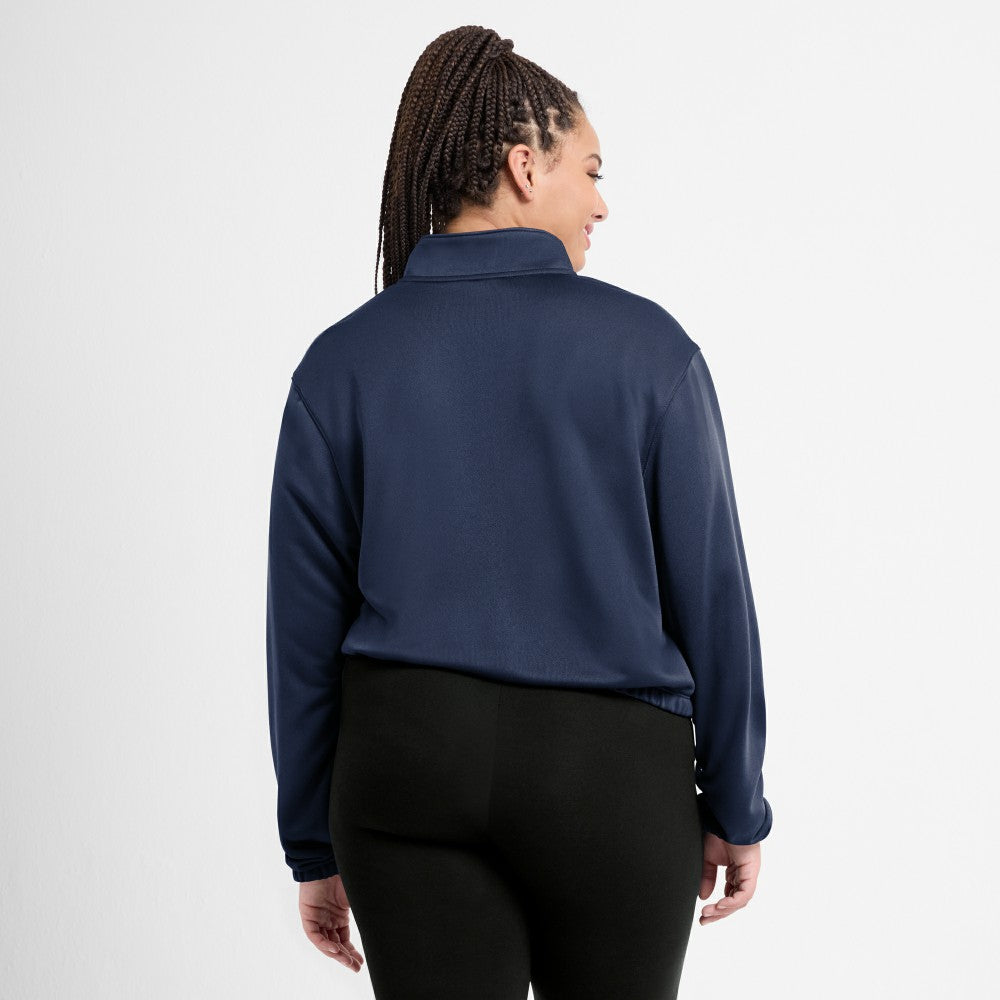 Houston Astros Nike Women's Rewind Splice Half-Zip Semi-Cropped Bubble Hem Sweatshirt - MLB Sweatshirts