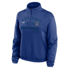 Chicago Cubs Nike Women's Rewind Splice Half-Zip Semi-Cropped Bubble Hem Sweatshirt - MLB Sweatshirts