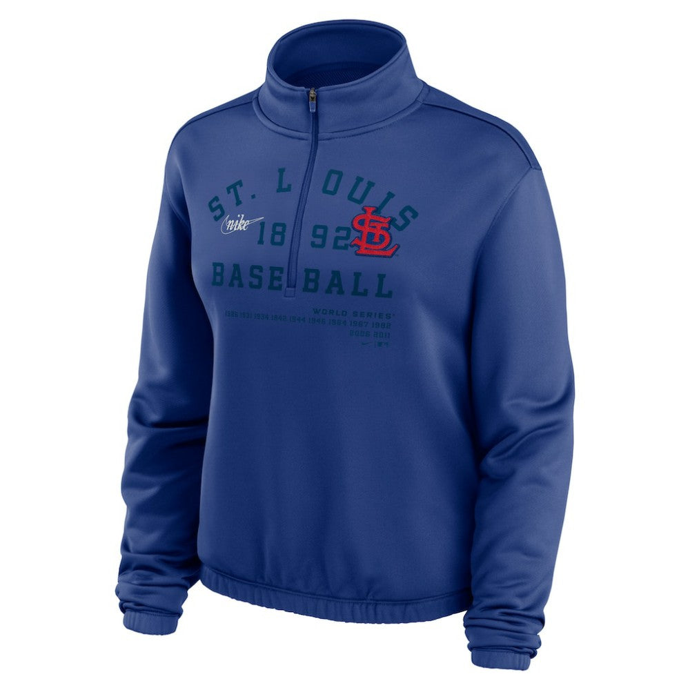 St. Louis Cardinals Nike Women's Rewind Splice Half-Zip Semi-Cropped Bubble Hem Sweatshirt - MLB Sweatshirts