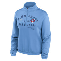 Minnesota Twins Nike Women's Rewind Splice Half-Zip Semi-Cropped Bubble Hem Sweatshirt - MLB Sweatshirts