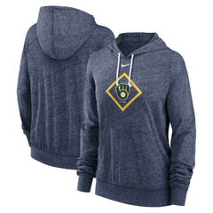 Milwaukee Brewers Nike Women's Diamond Icon Gym Vintage Lightweight Hooded Top - MLB Tops
