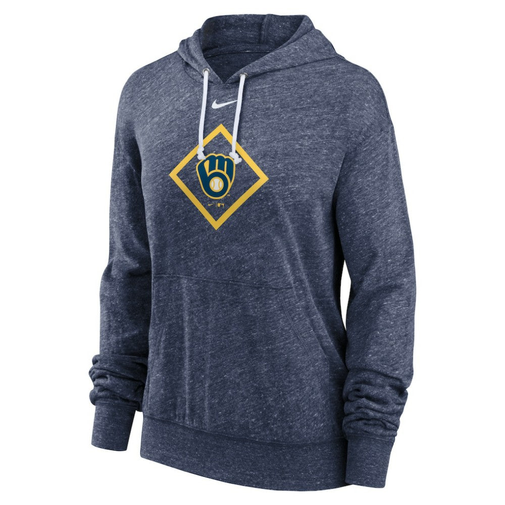Milwaukee Brewers Nike Women's Diamond Icon Gym Vintage Lightweight Hooded Top - MLB Tops
