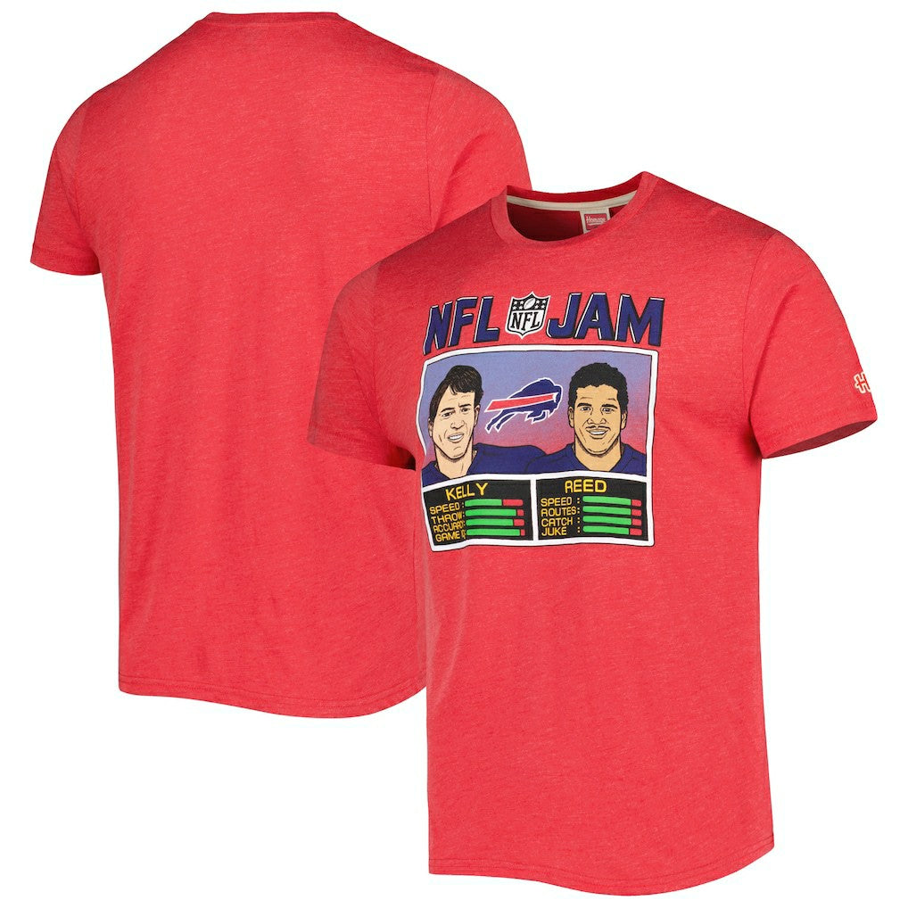 Buffalo Bills Andre Reed & Jim Kelly  Homage Unisex NFL Jam Retired Tri-Blend T-Shirt | NFL Sale