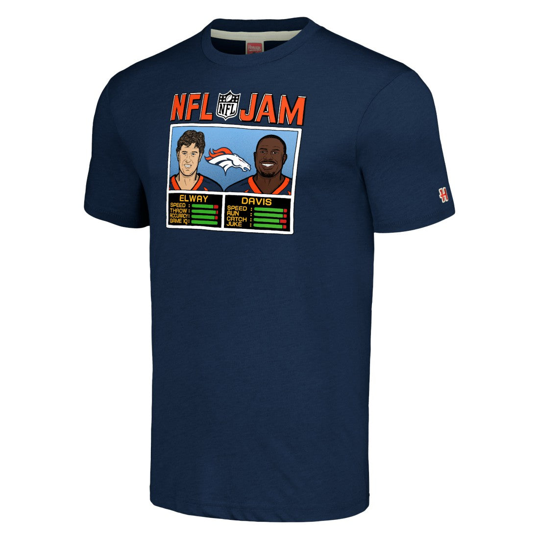 Denver Broncos John Elway & Terrell Davis  Homage Unisex NFL Jam Retired Tri-Blend T-Shirt | NFL Outlet