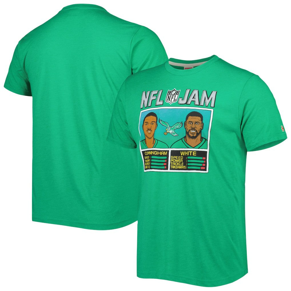 Philadelphia Eagles Randall Cunningham & Reggie White  Homage Unisex NFL Jam Retired Tri-Blend T-Shirt | NFL New