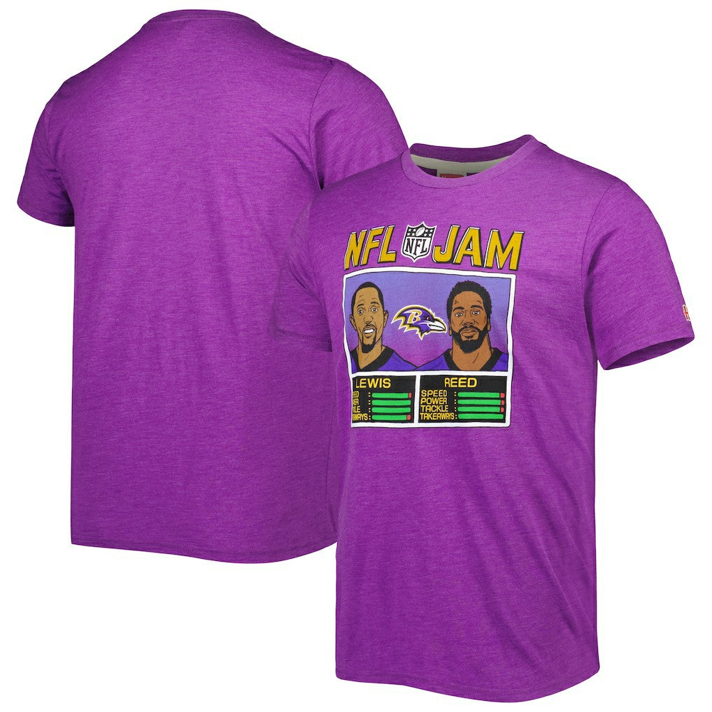 Baltimore Ravens Ray Lewis & Ed Reed  Homage Unisex NFL Jam Retired Tri-Blend T-Shirt | NFL Sale
