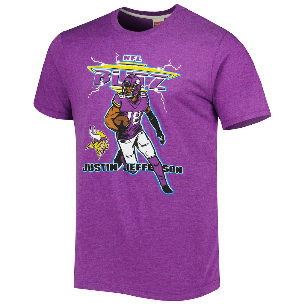 Minnesota Vikings Justin Jefferson  Homage Unisex NFL Blitz Player Tri-Blend T-Shirt | NFL Hot