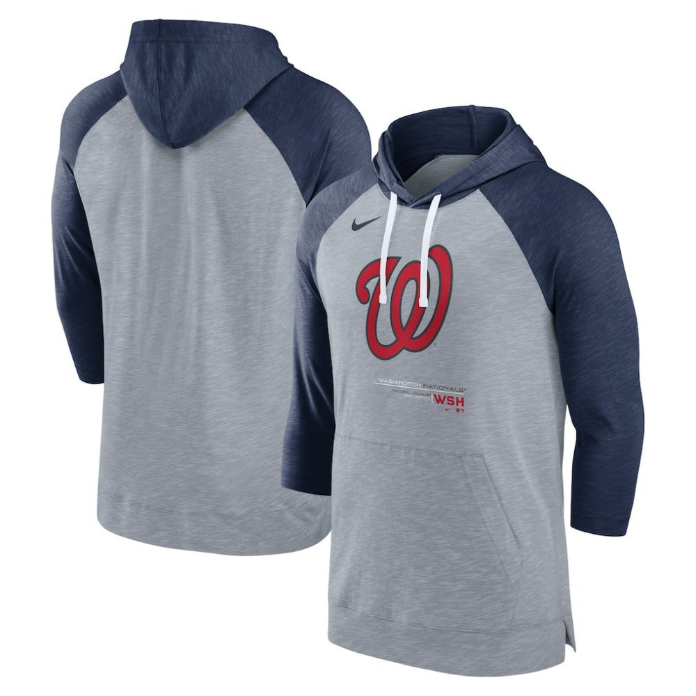 Washington Nationals Nike Baseball Raglan 3/4-Sleeve Pullover Hoodie - MLB Hoodies