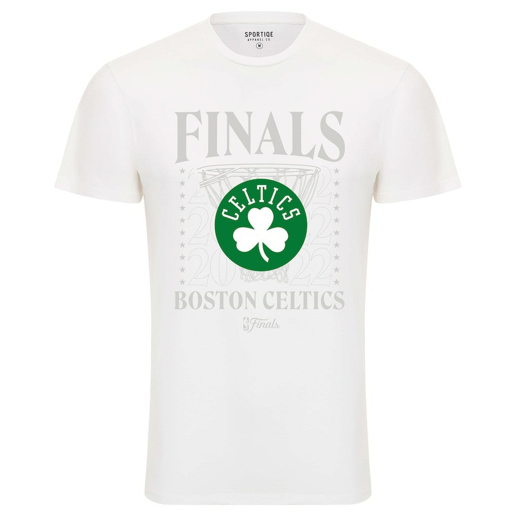 White Boston Celtics Sportiqe 2022 NBA Finals Stacked Hoop Bingham T-Shirt | NBA