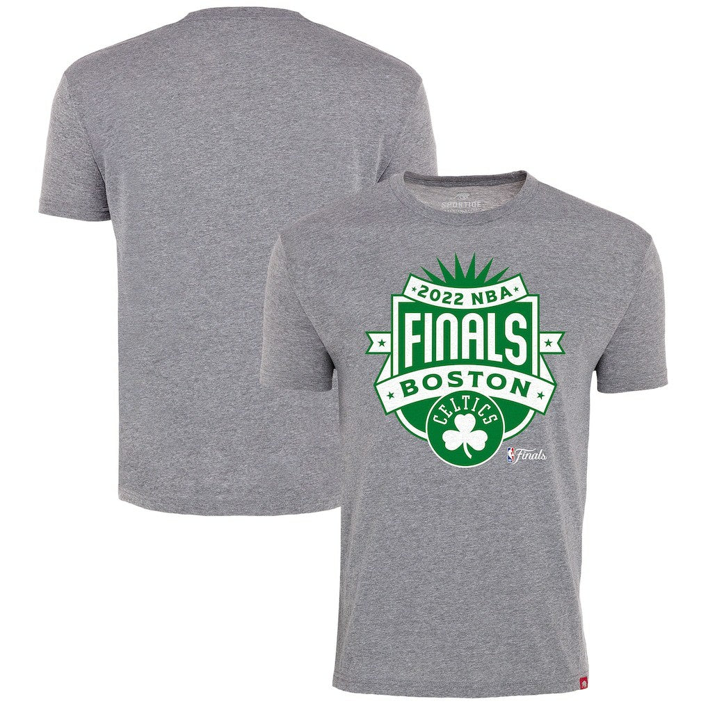 Gray Boston Celtics Sportiqe 2022 NBA Finals Crest Comfy T-Shirt | NBA
