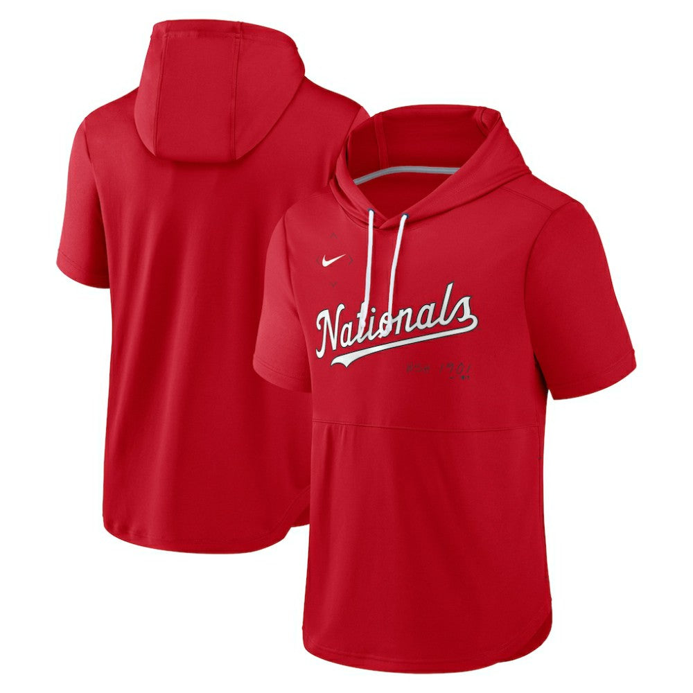 Washington Nationals Nike Springer Short Sleeve Team Pullover Hoodie - MLB Hoodies