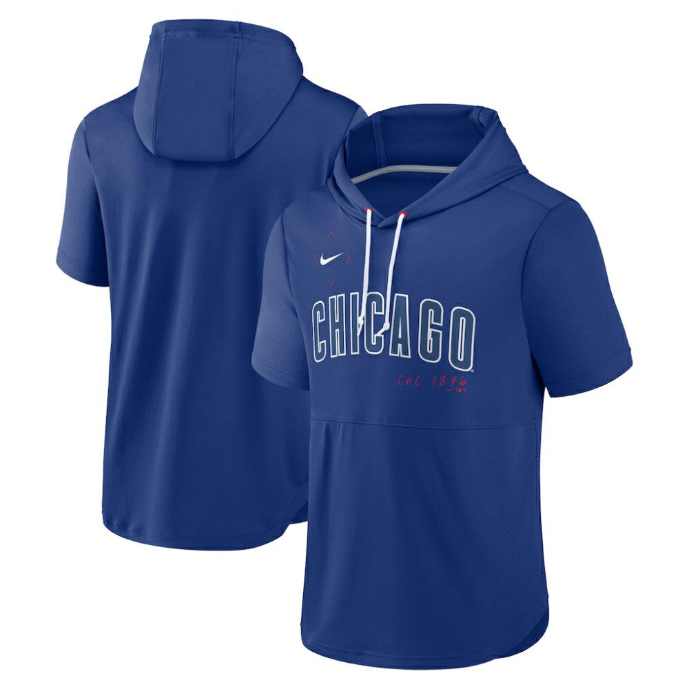Chicago Cubs Nike Springer Short Sleeve Team Pullover Hoodie - MLB Hoodies