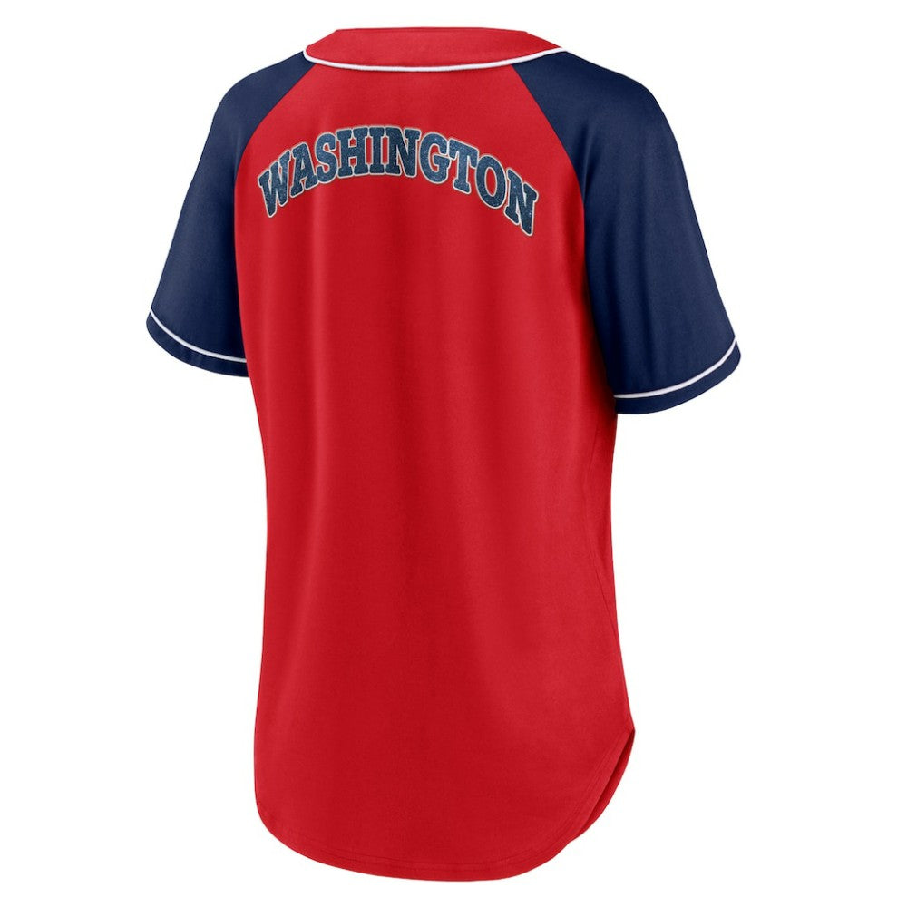 Washington Nationals Fanatics Women's Ultimate Style Raglan V-Neck T-Shirt - MLB T-shirts